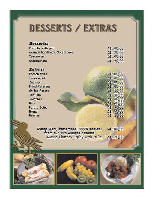 Desserts, Extras